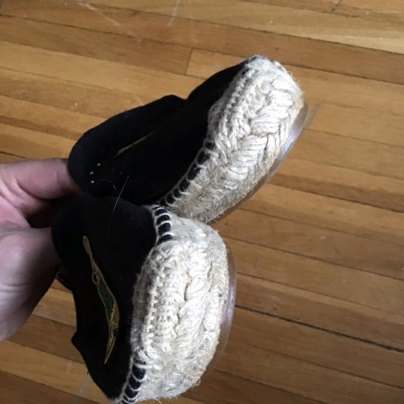 Luxe Soludos Ladies Size 6 Black Espadrille Shoes w/ Champagne Accents,MINT - Picture 4 of 5